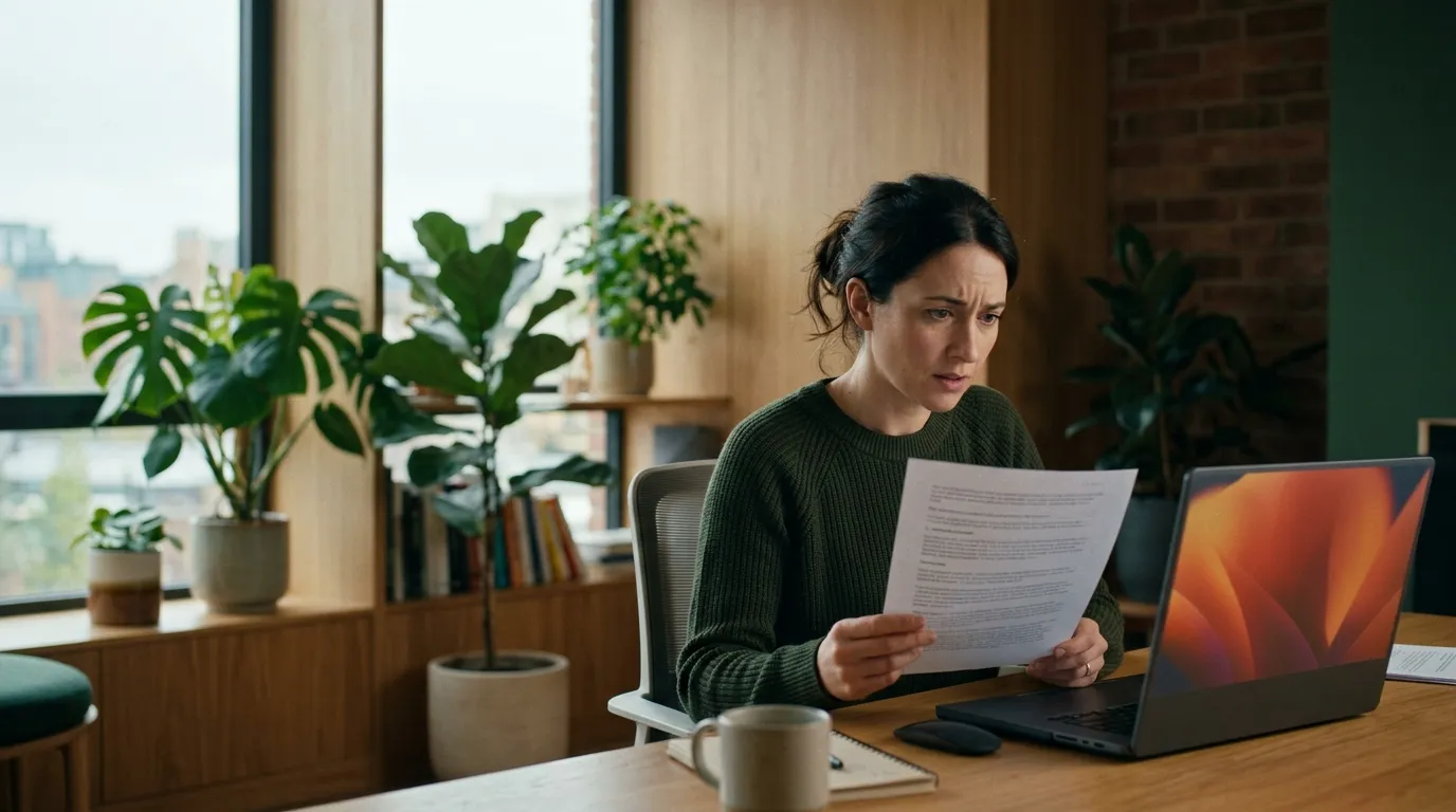 Reviewer notices a discrepancy while checking content, illustrating the risk of AI hallucinations