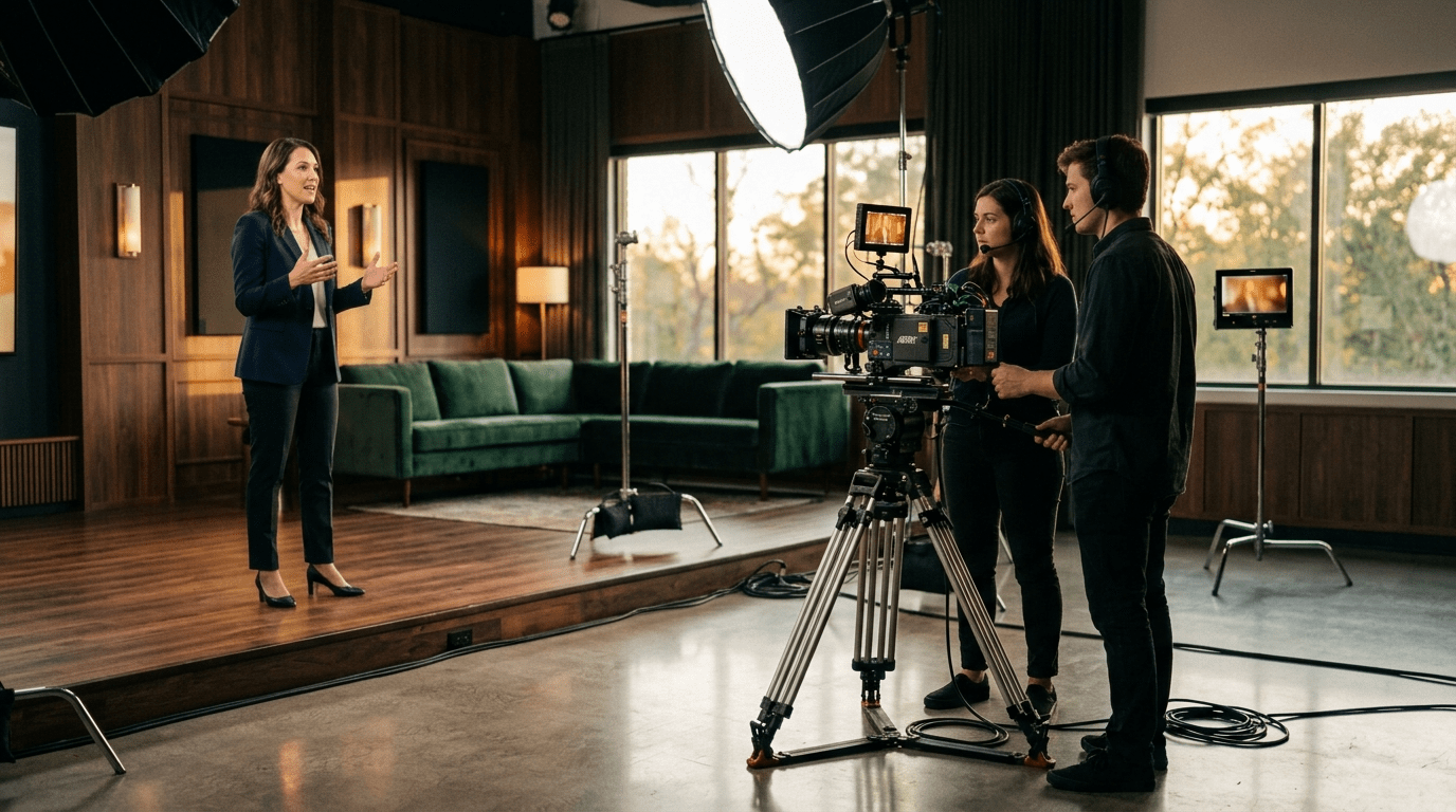 Cinematic studio set showcases the craft behind high-end training video production